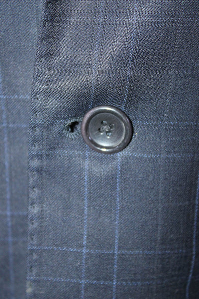 Ermenegildo Zegna Mens Three Button Notched Lapel Blazer Jacket Blue Size 42R