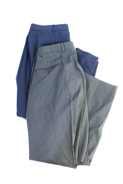 Hart Schaffner Marx Mens Pleated Front Dress Trousers Gray Blue Size 38 Lot 2
