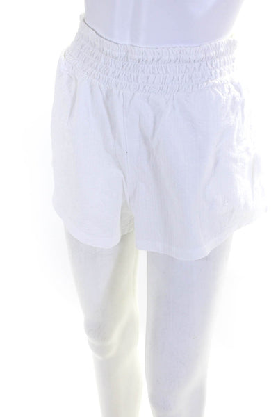 J Crew Womens Cotton Ruched Elastic Pull On Mini Shorts White Size Small