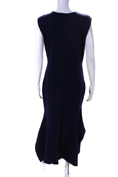 Grey Jason Wu Womens Sleeveless Crew Neck Striped Midi Dress Blue Size Large