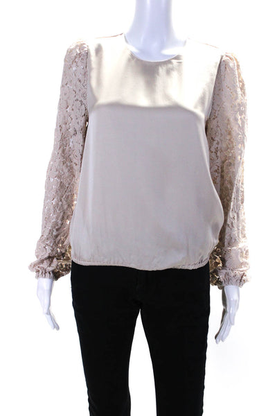 Cami NYC Women's Silk Lace Long Sleeve Blouse Pink Size S