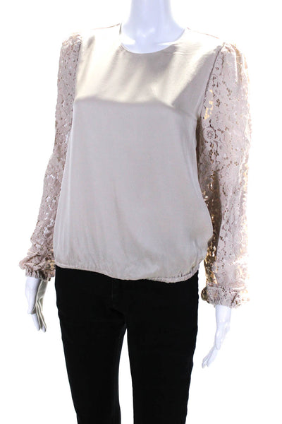 Cami NYC Women's Silk Lace Long Sleeve Blouse Pink Size S