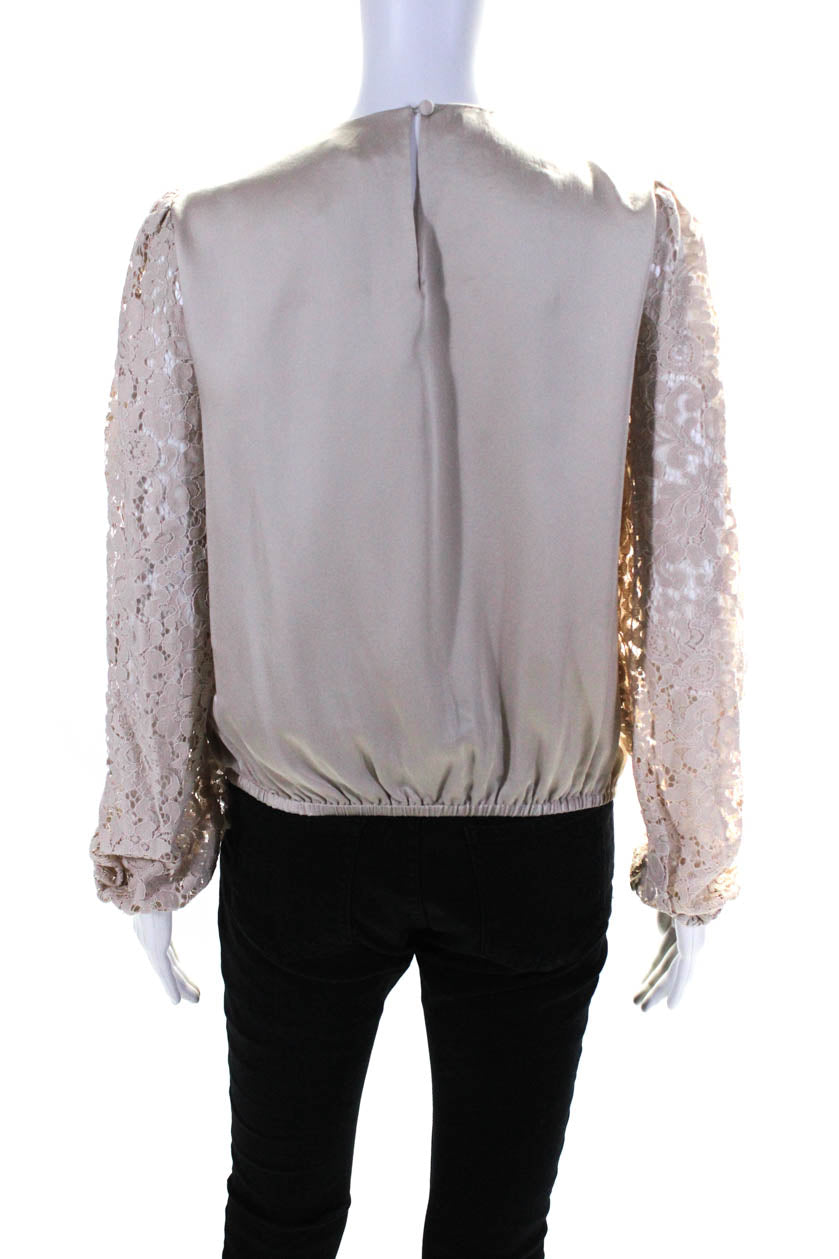 Cami NYC Women s Silk Lace Long Sleeve Blouse Pink Size S Shop