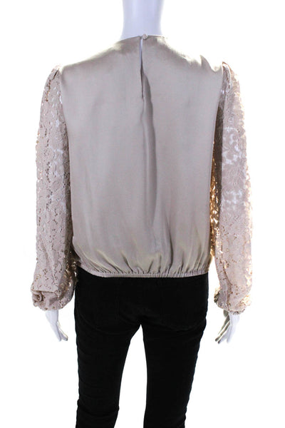 Cami NYC Women's Silk Lace Long Sleeve Blouse Pink Size S