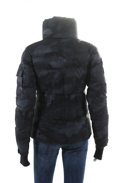 SAM. Women's Camouflage Print High Neck Full Zip Puffer Coat Black Size XS