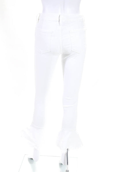 Frame Womens White Mid-Rise Distress Skinny Flare Leg Jeans Size 26