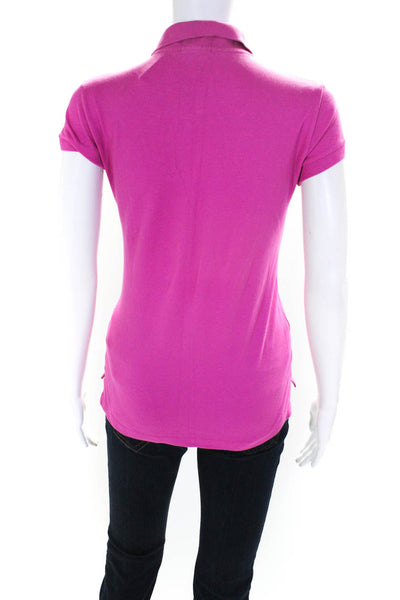 Lacoste Womens Cotton Collared Short Sleeve Polo Short Blouse Pink Size 38