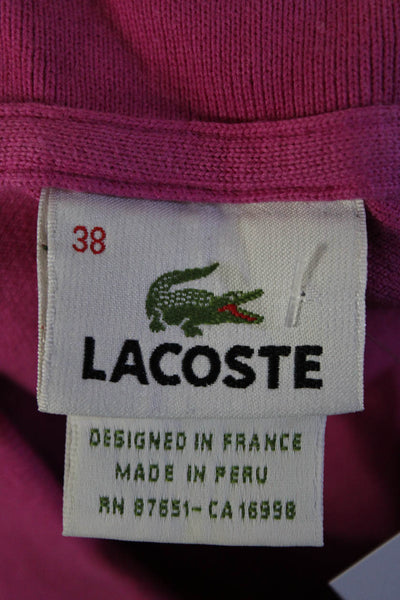 Lacoste Womens Cotton Collared Short Sleeve Polo Short Blouse Pink Size 38