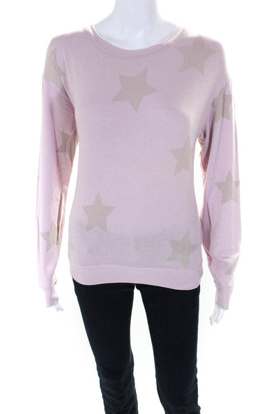 Spiritual Gangster Womens Star Patterned Pullover Crew Neck Sweater Pink Size S