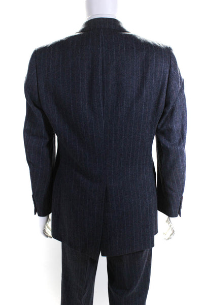 Bill Blass Mens Blue Striped Two Button Blazer Matching Pants Set Size 40 32
