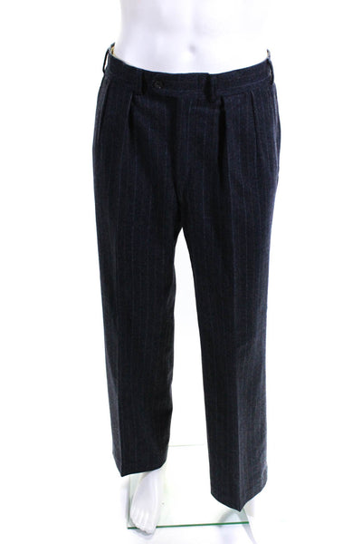 Bill Blass Mens Blue Striped Two Button Blazer Matching Pants Set Size 40 32