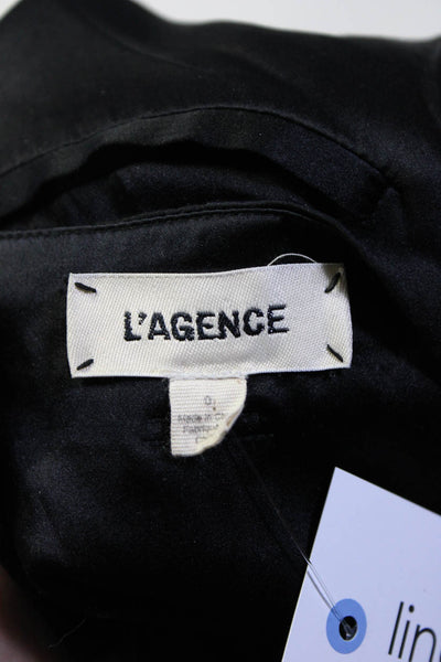 L'Agence Women's Skinny Ankle Roxy Paperbag Silk Cargo Pants Black Size 0