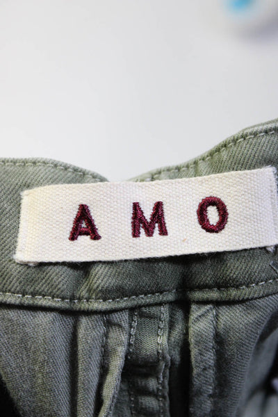 Amo Women's Crop Straight Pants Zip Fly Easy Trousers Green Size 23