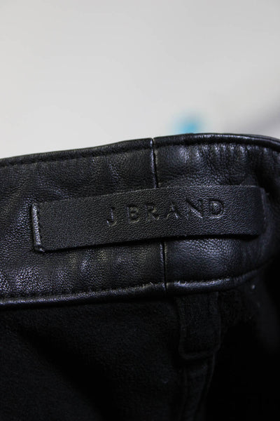 J Brand Women's High Rise Slim Fit Lamb Leather Pants Black Size 24