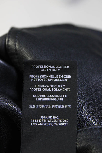J Brand Women's High Rise Slim Fit Lamb Leather Pants Black Size 24