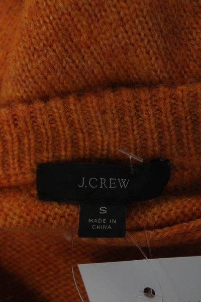 J Crew Womens Long Sleeve Rib Knit Round Neck Pullover Sweater Top Orange Size S