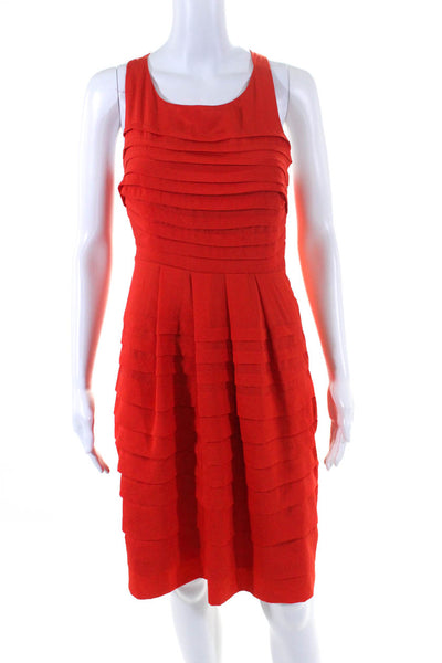 Eva Franco Womens Tiered Cut Out Knee Length Fit & Flare Dress Orange Size 4