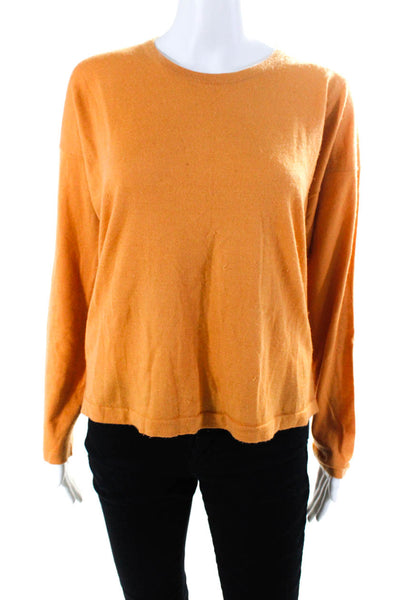 Eskandar Womens Oversized Cashmere Knit Crew Neck Boxy Sweater Beige Size 0