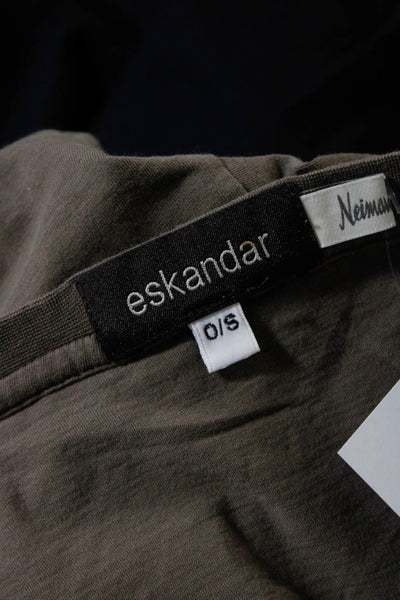 Eskandar Womens Long Sleeve Oversized Boxy Scoop Neck Shirt Brown One Size