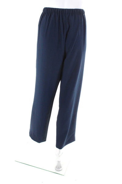 Natori Womens Elastic Waistband High Rise Straight Leg Pants Blue Size XL