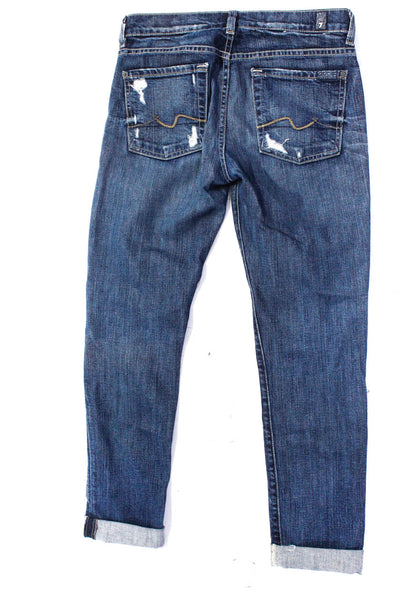 7 For All Mankind Women's Midrise Medium Wash Straight Leg Denim Pant Size 24