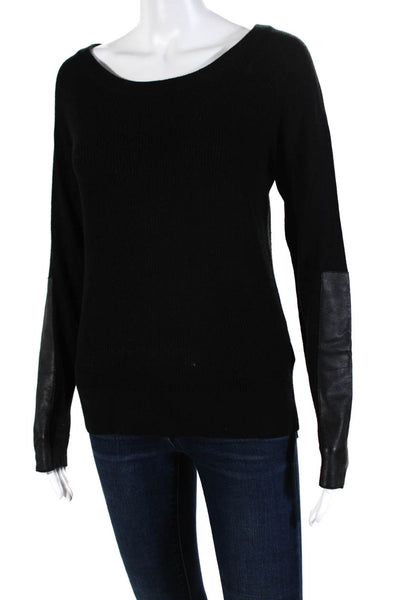 Feel the Piece Terre Jacobs Womens Paneled Waffle Knit Sweater Black Size XS/S