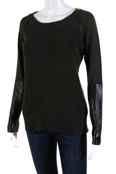 Feel the Piece Terre Jacobs Womens Waffle Knit Sweater Green Black Size XS/S