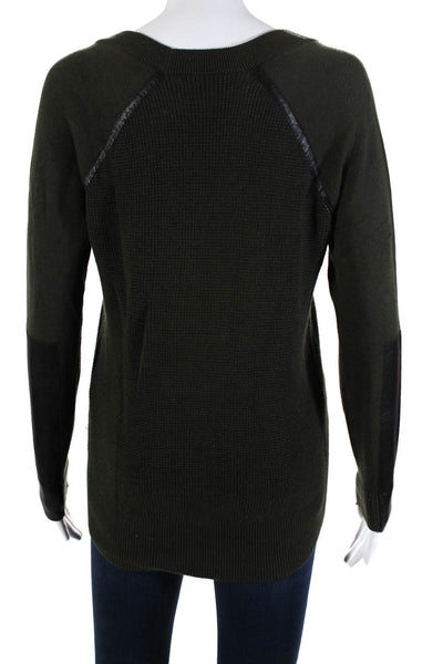 Feel the Piece Terre Jacobs Womens Waffle Knit Sweater Green Black Size XS/S