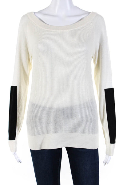 Feel the Piece Terre Jacobs Womens Waffle Knit Sweater Cream Black Size XS/S