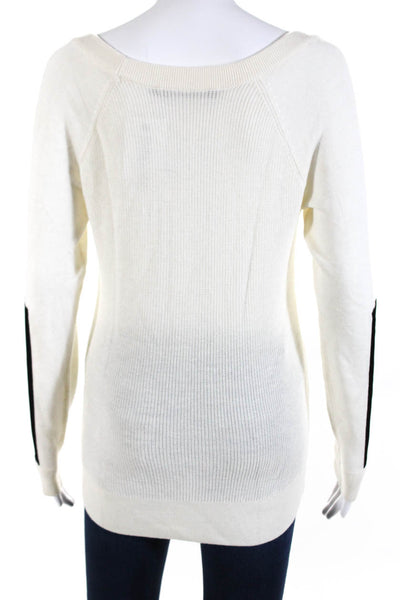 Feel the Piece Terre Jacobs Womens Waffle Knit Sweater Cream Black Size XS/S