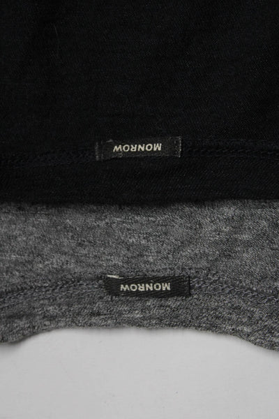 Monrow Womens Long Sleeve Tee Shirts Gray Black Cotton Size Extra Small Lot 2