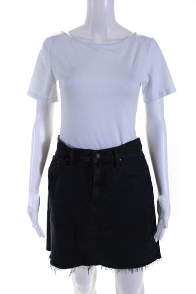 Levis Womens Cotton Buttoned Distress Hem A-Line Denim Skirt Black Size EUR26