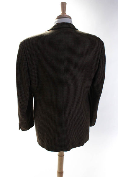 Armani Collezioni Mens Two Button Blazer Jacket Brown Wool Size 42 Regular
