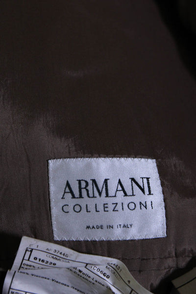 Armani Collezioni Mens Two Button Blazer Jacket Brown Wool Size 42 Regular