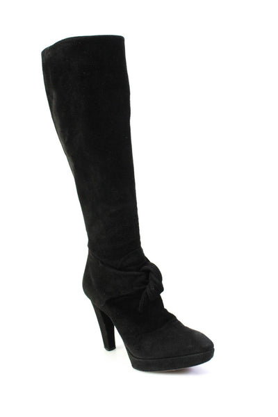 Donna Karan Collection Womens Suede Twist Knot Knee High Boots Black Size 7