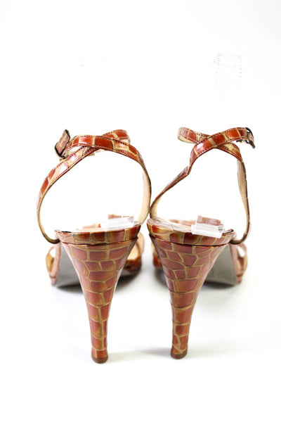 Valentino Couture Womens Open Toe Ankle Strap Stiletto Heels Orange Size 10.5