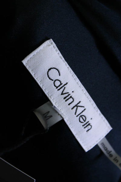 Calvin Klein Women's Long Sleeves Line One Button Sequin Blazer Navy Blue Size M