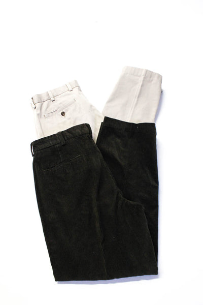 Brooks Brothers Mens Corduroy Khaki Pants Green Beige Size 34/30 34X34 Lot 2