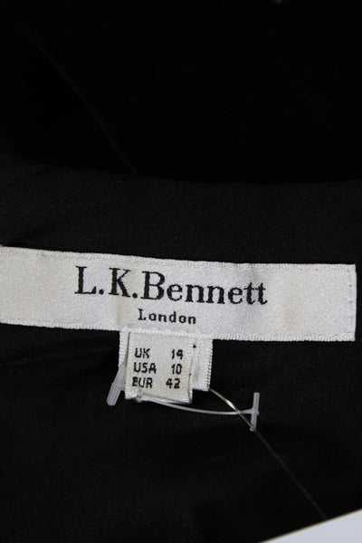 L.K. Bennett Womens Back Zip 3/4 Sleeve V Neck Velvet Dress Black Size 10