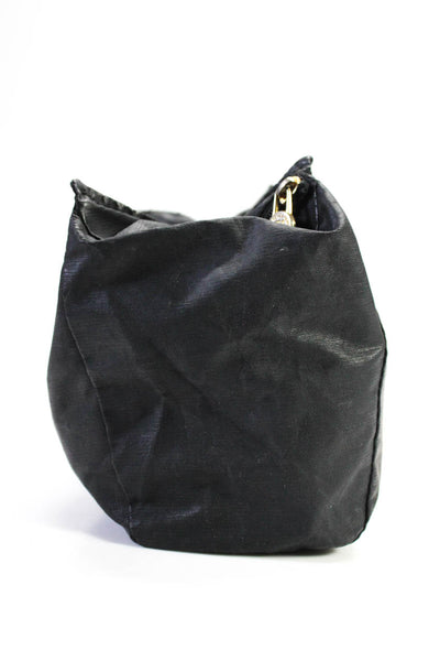 Fendi Womens Leather Trim Zipper Closure Clutch Handbag Black Brown