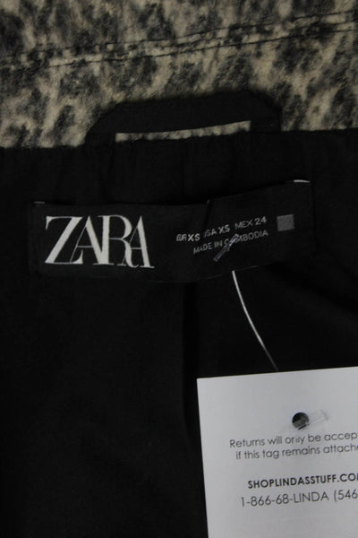 Zara Women's Collar Long Sleeves Belted Moto Jacket Animal Print Size XS