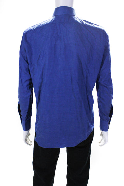 Van Heusen Mens Button Front Collared Dress Shirts Blue Cotton Size 15.5