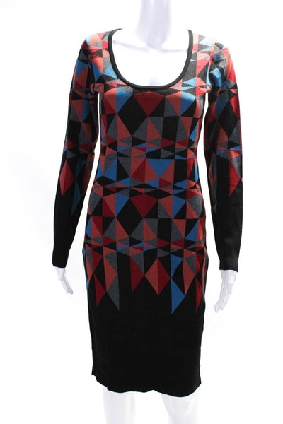Plenty Dresses By Tracy Reese Womens Geometric Print Sweater Dress Red Size M