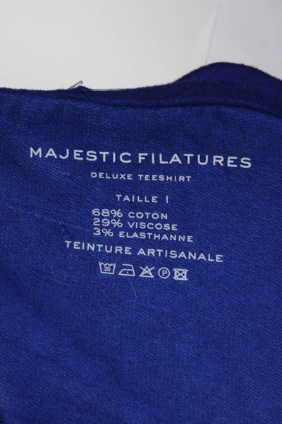 Majestic Filatures Womens Cotton V-Neck Sleeveless T-Shirt Dress Blue Size 1
