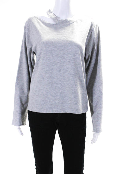 Marissa Webb Womens Cotton Shoulder Cutout Long Sleeve Sweatshirt Gray Size S