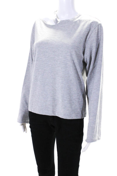 Marissa Webb Womens Cotton Shoulder Cutout Long Sleeve Sweatshirt Gray Size S