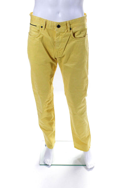 Incotex Mens Denim Cotton Colored Coin Pocket Straight Leg Jeans Yellow Size 32