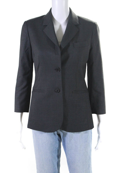 The Row Womens Wool Buttoned Darted Collared Long Sleeve Blazer Gray Size 6