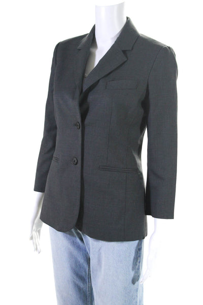 The Row Womens Wool Buttoned Darted Collared Long Sleeve Blazer Gray Size 6