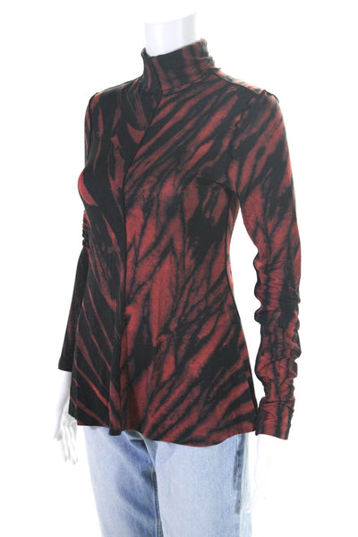 Proenza Schouler Womens Jersey Knit Abstract Print Turtleneck Top Red Size S